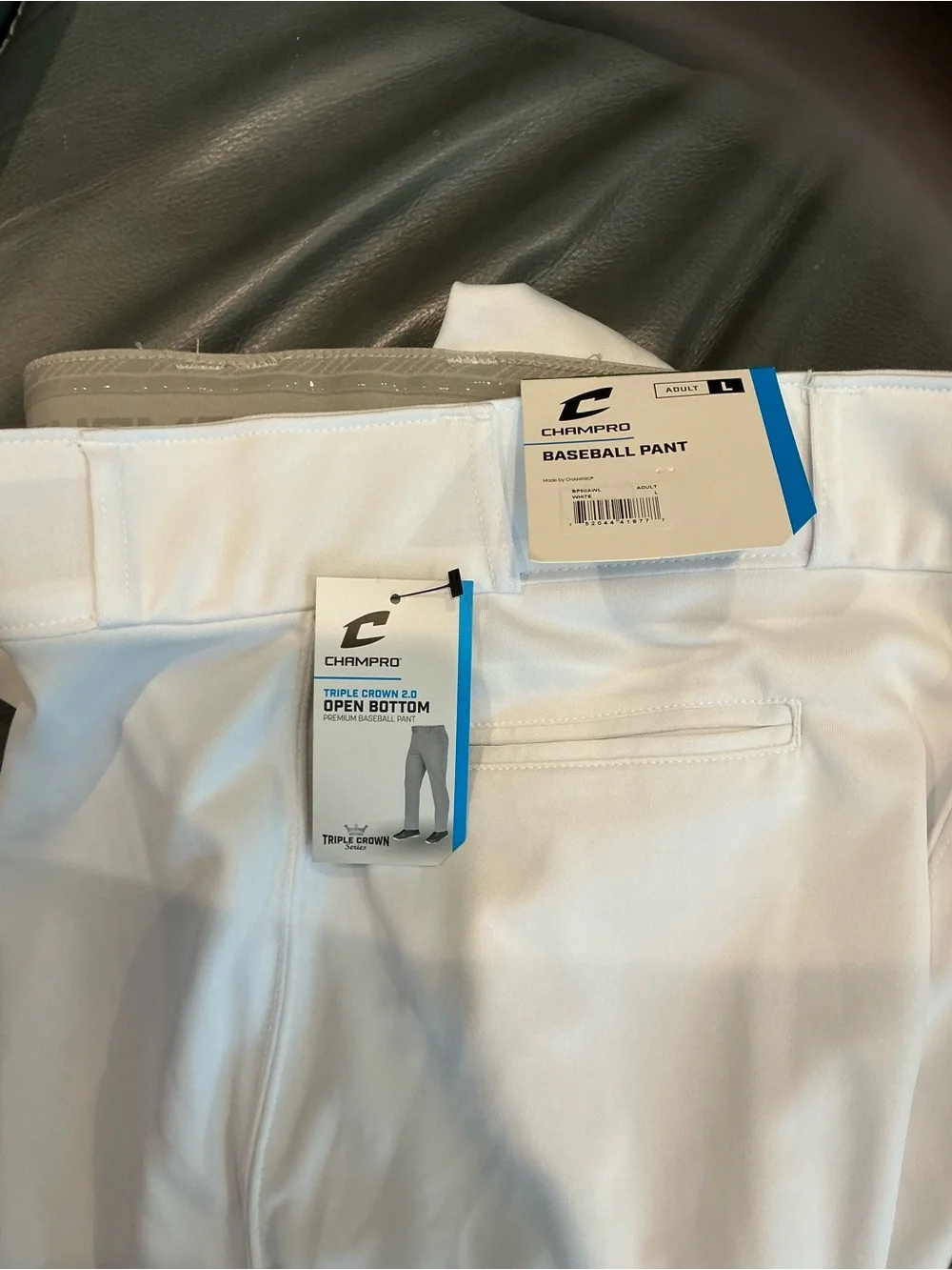 Champro Men's White Baseball Pants Large New with tags and Adidas Navy socks L